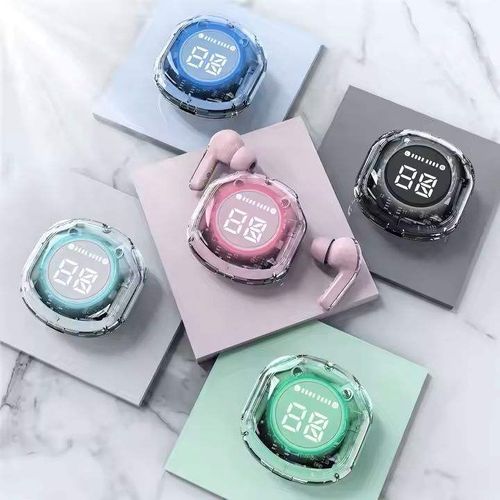 2025 Earbuds with LED Display in Transparent Crystal Case - Wireless Gaming Headphones - Hot Sale