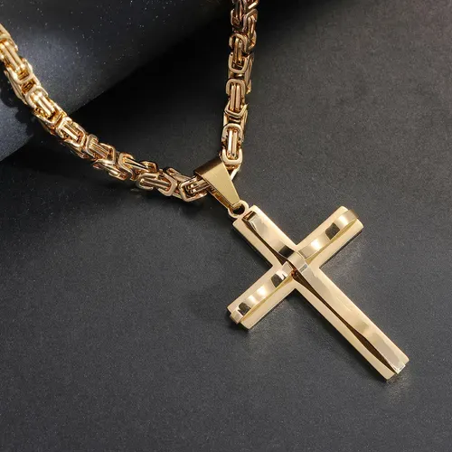 Hip Hop Christian Cross Stainless Steel Men's Pendant Necklace