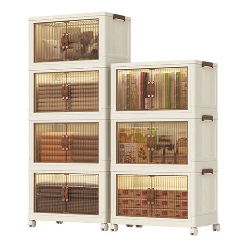 High-quality household storage cabinet Single-tier plastic folding storage unit with castors