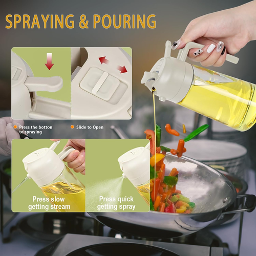 470ml Mist 2 in 1 Olive Oil Dispenser Bottle Premium Glass Oil spray Bottle Oil Sprayer for Cooking
