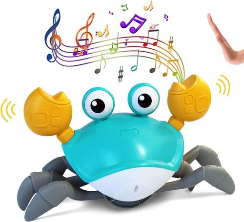 Upgraded Baby Musical Crab Toddler Squeaky Walking Crawling Electric Walking Sensor Crab Moving Crab Baby Toy