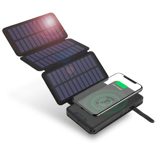 10000mAh Multi-Function Foldable Solar Panel Power Bank Mobile Phone Laptop Charger Light Camping Travel Li-Polymer Battery for
