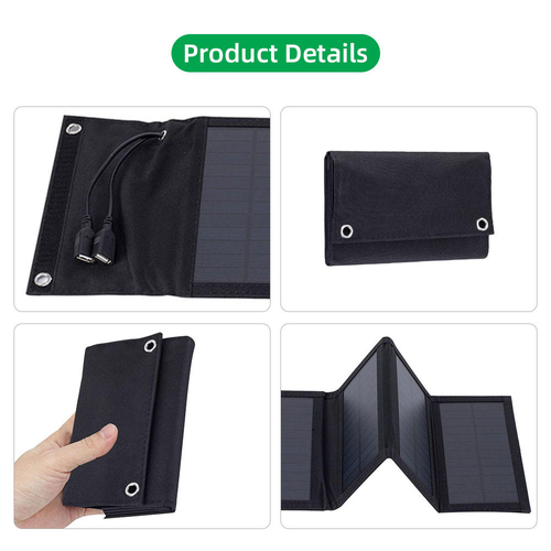 Small Portable Outdoor Camping Mobile Power Charger Dual USB 7W Foldable Solar Panels 5V