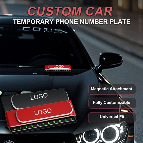 🚗 Custom Car Temporary Phone Number Plate – Personalized with Your Car Brand Logo