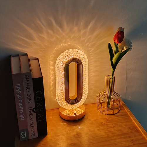 New Arrival Modern Touch Control Rechargeable Cordless Lotus Rose Petal Crystal Table Lamp