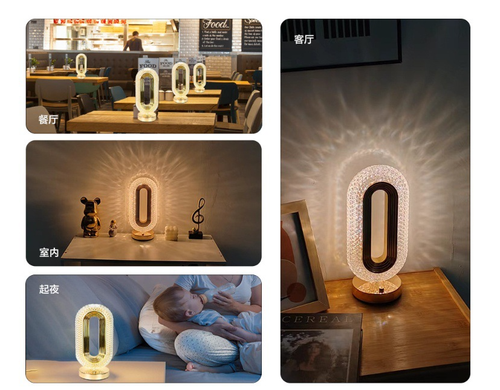 New Arrival Modern Touch Control Rechargeable Cordless Lotus Rose Petal Crystal Table Lamp