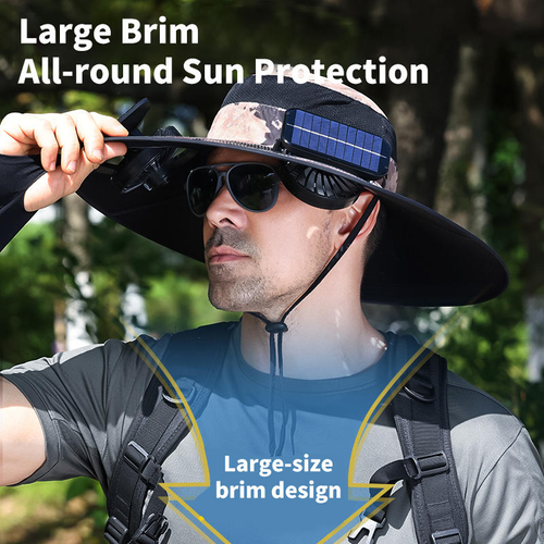 Solar Fan Outdoor Fishing Hat With Steel Ring Spray Sunscreen Sun Hat Suitable Outdoor Work&Fishing
