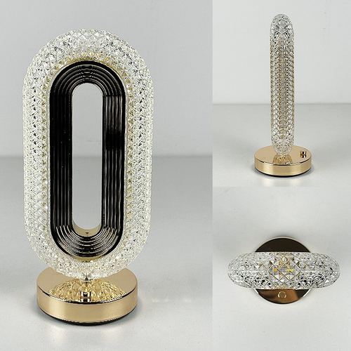 New Arrival Modern Touch Control Rechargeable Cordless Lotus Rose Petal Crystal Table Lamp
