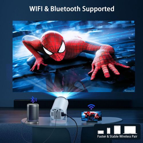 Mini Stand 4K Video Projector, Wireless WiFi LED Portable Full HD Smart Mirror Screen System Projector, LCD Home Theater Projector with 90° Rotation, HY350 Model