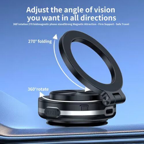 360° Rotate Phone Holder Magnetic Vacuum Adsorption Car Strong Suction Cup Mount