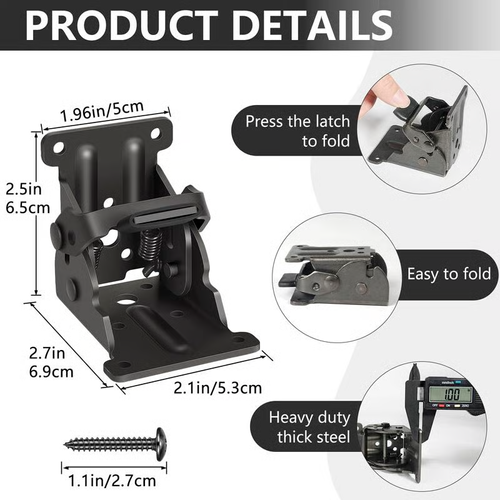 (4PCS）Heavy-Duty Folding Table Leg Brackets with Self-Locking Hinges