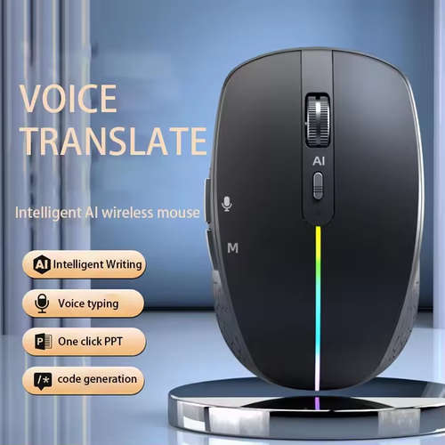 Factory Direct Sale AI Intelligent Voice Mouse Wireless Voice Control Typing Input BT Rechargeable Translation Writing PPT