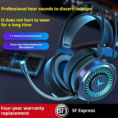 G58 Esports Gaming Headsets 7.1 Channel Wired Computer Headsets Microphones Featuring Metal Construction