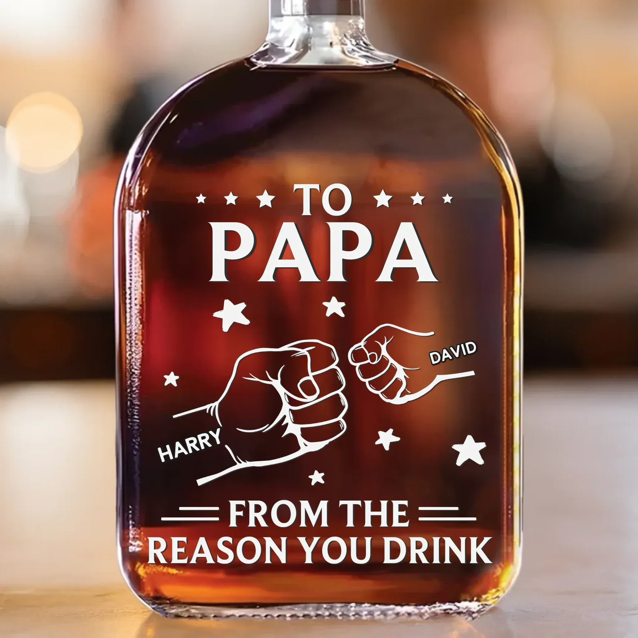 Drink Because We Exist - Family Personalized Custom Whiskey Bottle - Father's Day, Gift For Dad, Grandpa