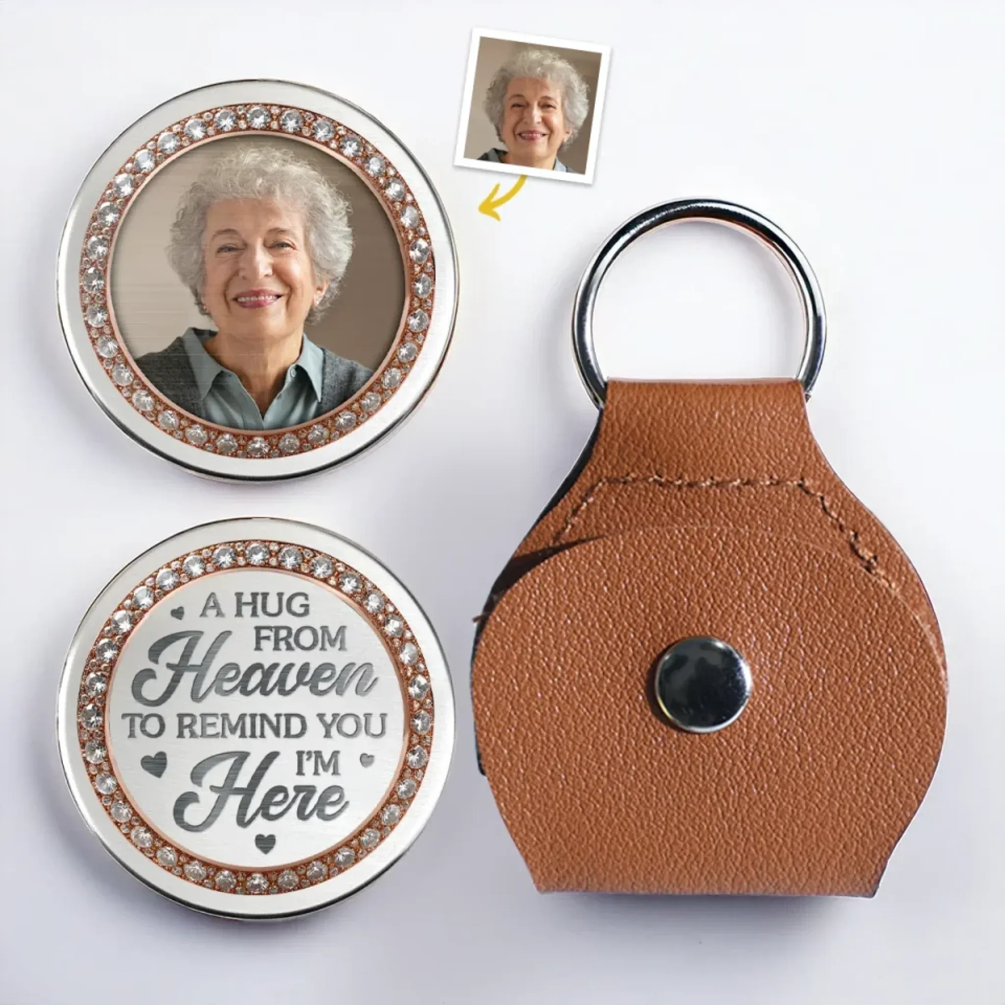Custom Photo In My Heart, Always With You - Memorial Personalized Custom Pocket Hug - Sympathy Gift For Family Members