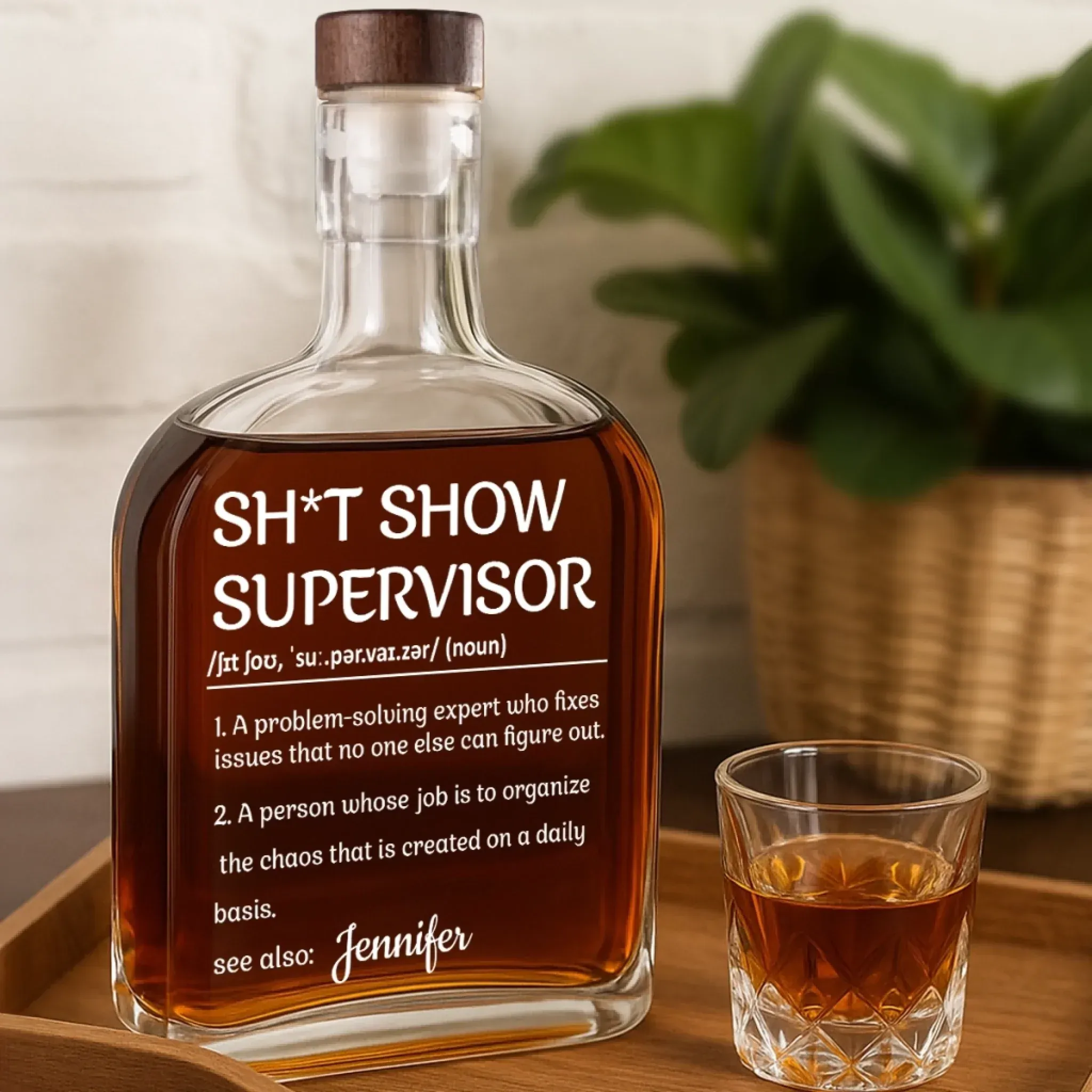 Chief Chaos Coordinator - Coworker Personalized Custom Whiskey Bottle - Gift For Coworkers, Work Friends, Colleagues