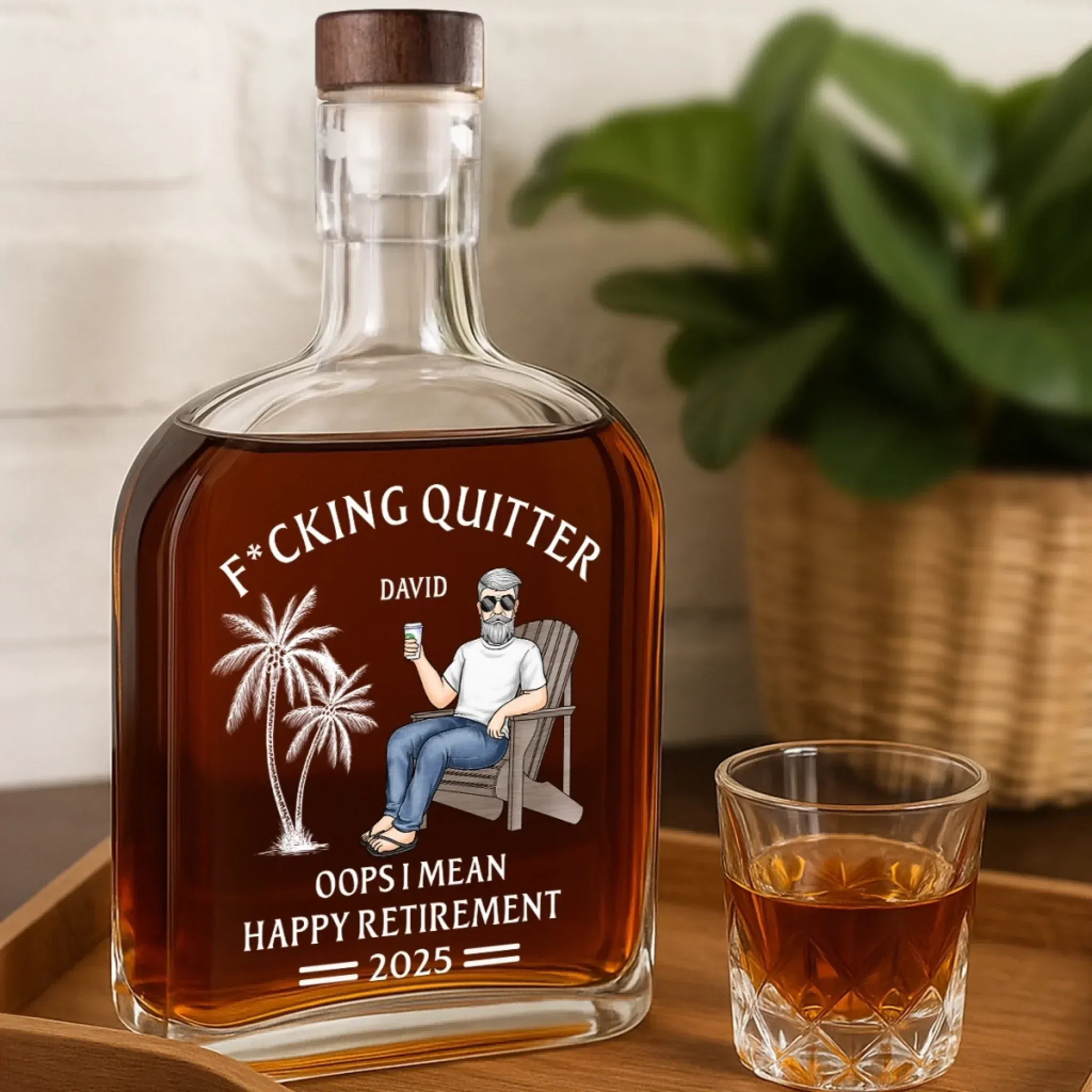 Officially Done - Coworker Personalized Custom Whiskey Bottle - Appreciation, Retirement Gift For Coworkers, Work Friends, Colleagues