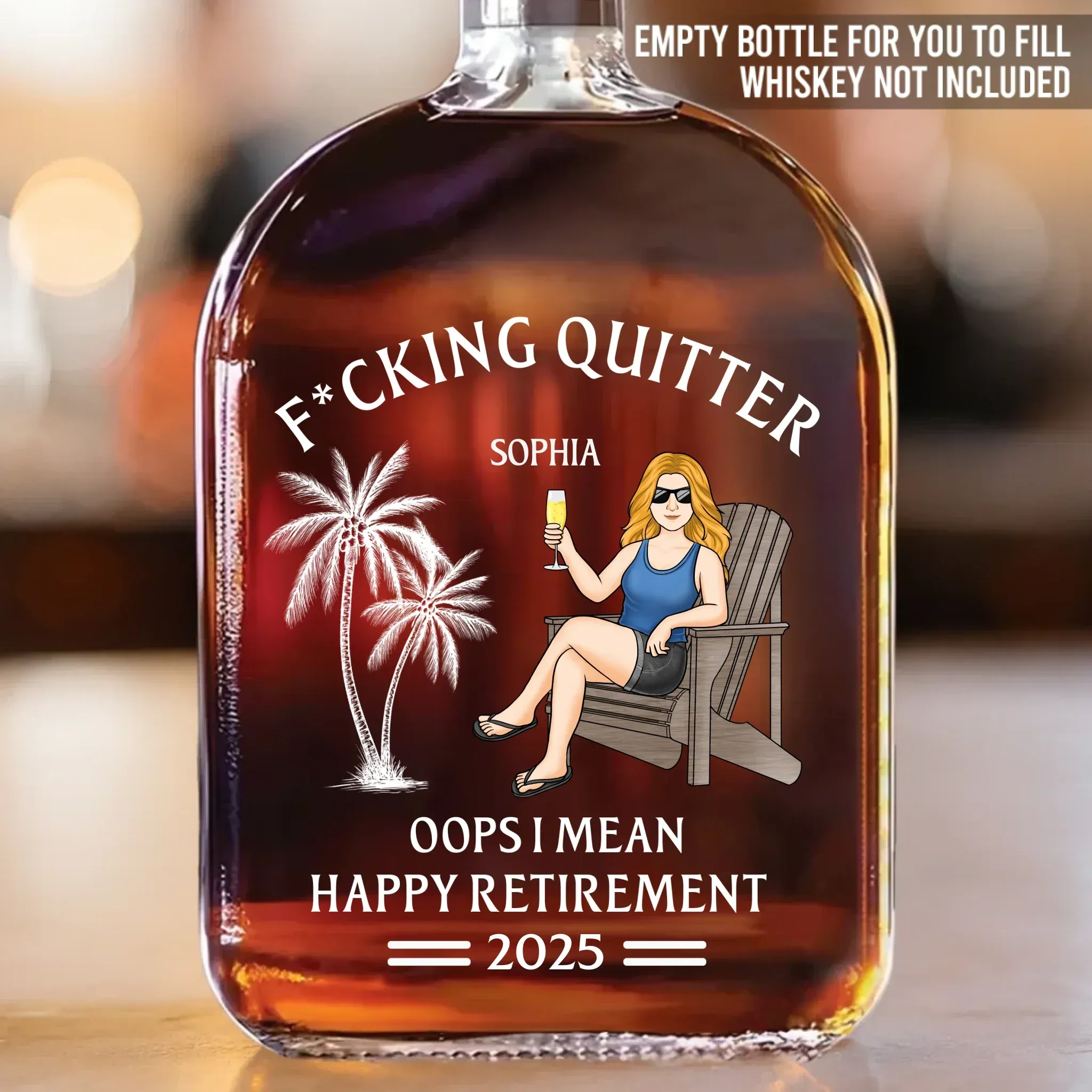 Officially Done - Coworker Personalized Custom Whiskey Bottle - Appreciation, Retirement Gift For Coworkers, Work Friends, Colleagues