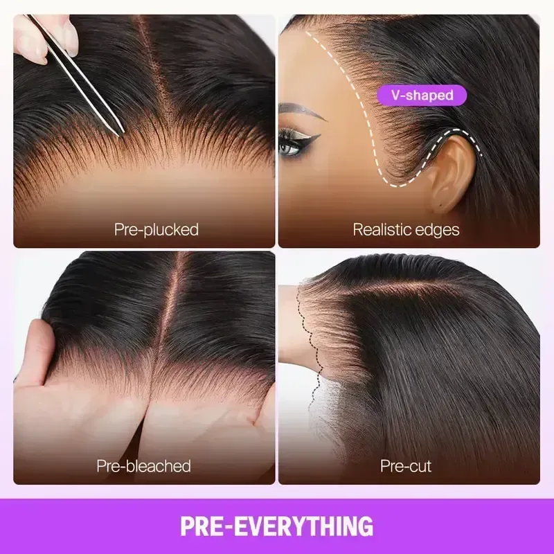 3 Step Easy Install Long Straight Black HD Lace Wig Invisible Drawstring Lace Tape Beginner Friendly Full Head Wig