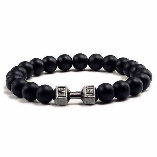 Creative Dumbbell - Shaped Bracelet, Made of Zinc Alloy and Natural Lava Stone, Versatile Style, Personalized and Fashionable