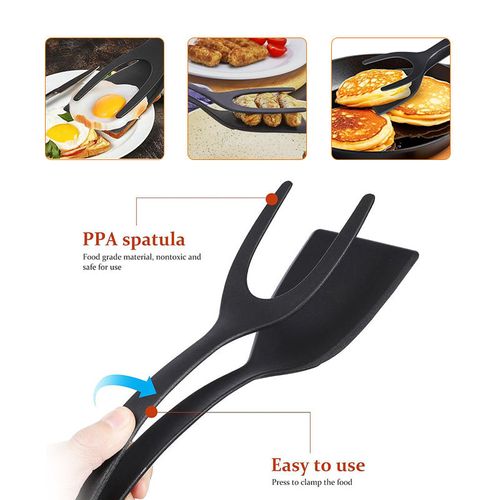 Bestselling Home Kitchen Multi-Functional Tool — 2-in-1 Spatula & Tongs, Food-Grade Nylon Material, Heat-Resistant, Easy to Clean, Colors Shipped Randomly, Buy One Get One Free