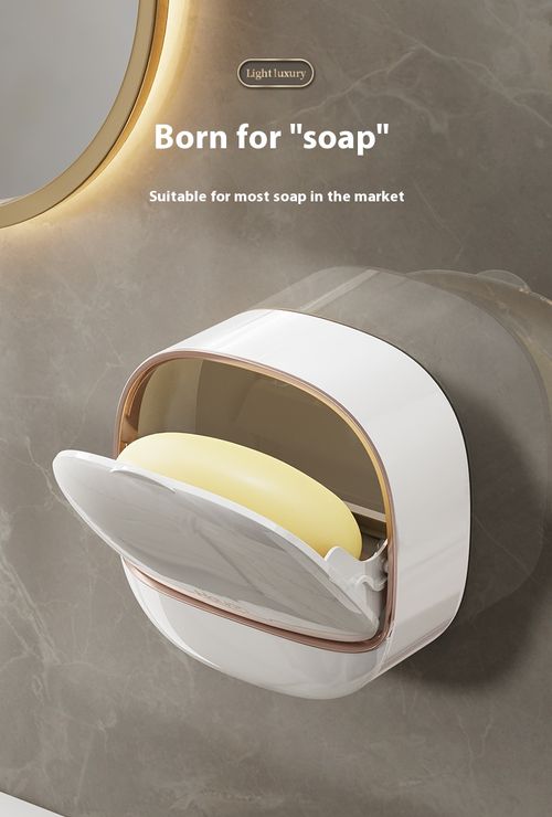 Modern exquisite best-selling wall-mounted soap rack luxury foldable soap storage box with drainage design and adhesive buckle. Buy one get one free, two pieces in total. (Colors are randomly matched)
