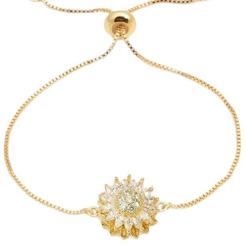 Hot - sale Gold Sunflower Bracelet with Rotatable Flower Design, Moissanite Inlaid and Pure Copper Gold - Plated Process, Noble and Gorgeous, Versatile in Style, Personalized and Fashionable