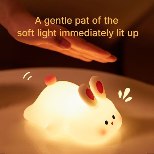 Bestselling Home Use Silicone Night Light - Big Face Rabbit | Cute Design, Soft Lighting, Touch Control with 3 Brightness Levels, USB Rechargeable