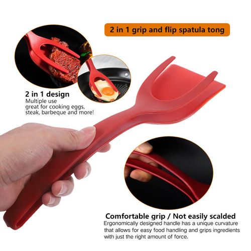 Bestselling Home Kitchen Multi-Functional Tool — 2-in-1 Spatula & Tongs, Food-Grade Nylon Material, Heat-Resistant, Easy to Clean, Colors Shipped Randomly, Buy One Get One Free