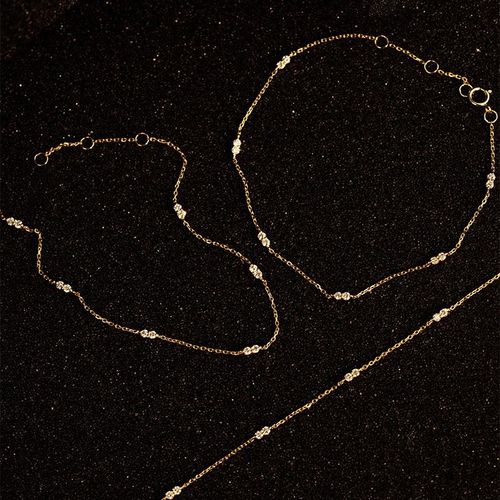 Fashion 18k Gold Plated 925 Sterling Silver Small Zircon Charms Chain Bracelet for Girls