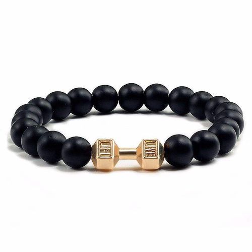 Creative Dumbbell - Shaped Bracelet, Made of Zinc Alloy and Natural Lava Stone, Versatile Style, Personalized and Fashionable