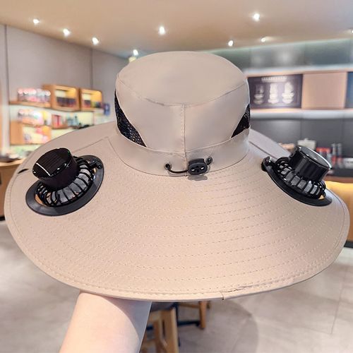 Hot Selling Summer Outdoor Wide Brim Solar Fan Sun Hat for Men and Women - Hiking Sun Protection with USB Charging and Dual Solar Cooling Fan