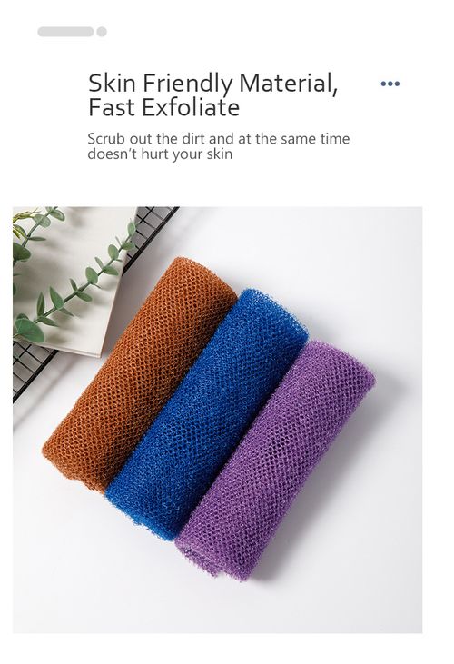 Hot Sale African Bath Net and Long Body Scrub Nylon Exfoliating Bath Sponge Towel . Buy one get one free, two pieces in total. (Colors are randomly matched)