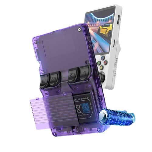 R36S Retro Video Handheld Game Console Linux System 3.5 in IPS Screen Built in 3000mAH Battery 64G TF Card Preinstalled Games Purple Version for Christmas, Thanksgiving, Holiday Gift