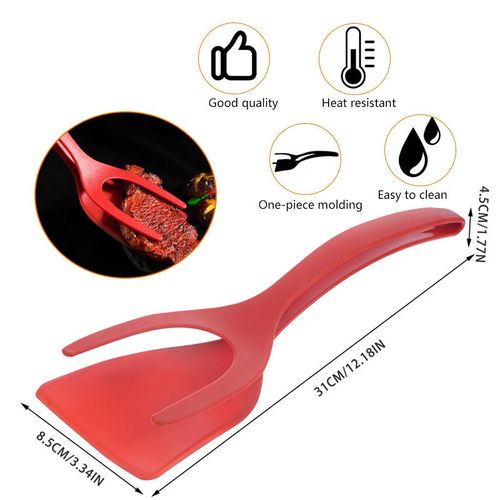 Bestselling Home Kitchen Multi-Functional Tool — 2-in-1 Spatula & Tongs, Food-Grade Nylon Material, Heat-Resistant, Easy to Clean, Colors Shipped Randomly, Buy One Get One Free