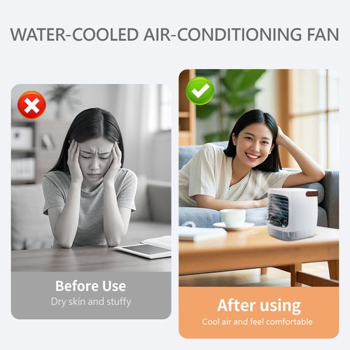 Hot selling mini air cooler remote control desktop portable refrigeration humidification night light portable cooling fan USB charging