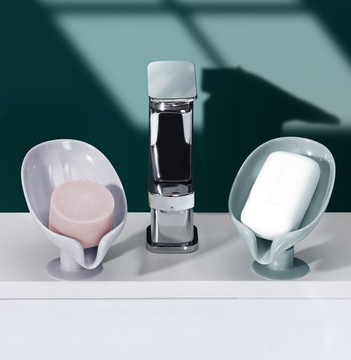 Soap Box Soap Shelf Household Perforation-free Suction Cup Leaf Drain Creative Soap Shelf Does Not Collect Water   Buy one, get two free. Total three items.