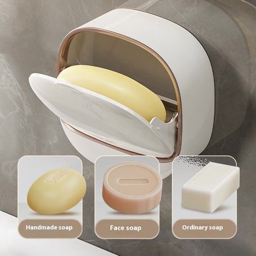 Modern exquisite best-selling wall-mounted soap rack luxury foldable soap storage box with drainage design and adhesive buckle. Buy one get one free, two pieces in total. (Colors are randomly matched)