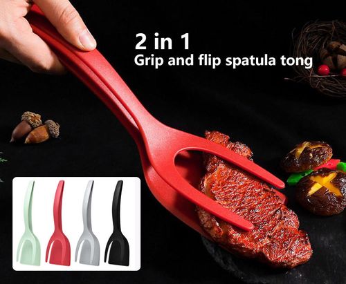 Bestselling Home Kitchen Multi-Functional Tool — 2-in-1 Spatula & Tongs, Food-Grade Nylon Material, Heat-Resistant, Easy to Clean, Colors Shipped Randomly, Buy One Get One Free