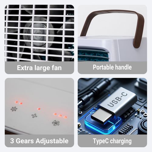 Hot selling mini air cooler remote control desktop portable refrigeration humidification night light portable cooling fan USB charging