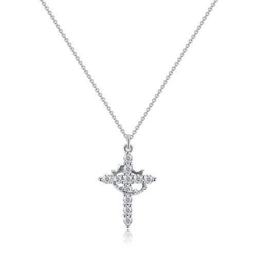 Best-Selling Diamond-Inlaid Crown Cross Necklace (Gold): Moissanite Setting, Pure Copper Gold-Plated Craftsmanship, Light Luxury Style, Fashionable & Versatile
