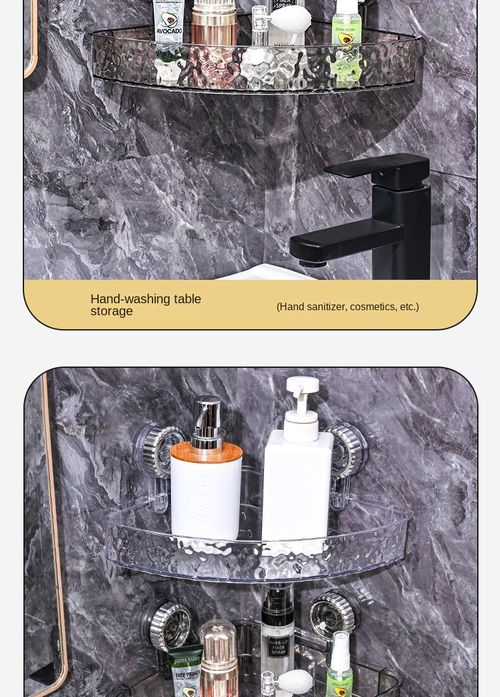 Modern Plastic New Suction Cup Triangle Storage Rack Punch-Free Wall-Mounted Bathroom Toilet Washstand Corner Storage Rack