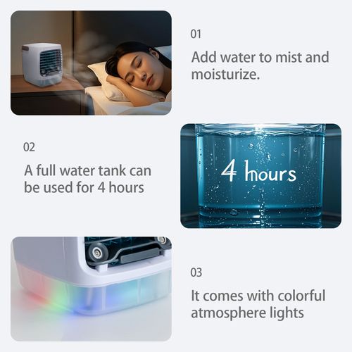 Hot selling mini air cooler remote control desktop portable refrigeration humidification night light portable cooling fan USB charging