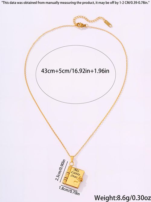Hot Sale Creative Book-shaped Necklace for Women - Titanium Steel with Gold Plating, Exquisite Workmanship, Including Heartwarming & Inspiring Words for My Daughter