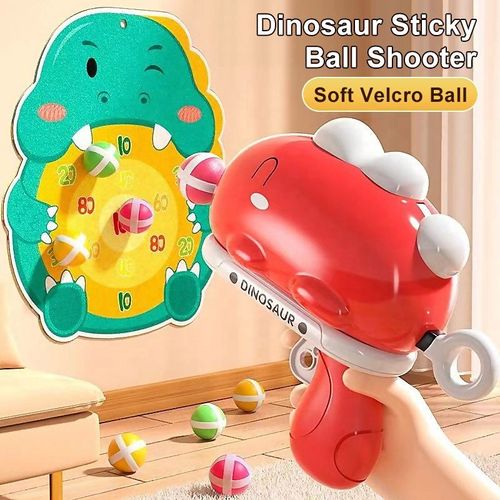 Bestselling Dinosaur Ball Gun - Soft Velcro Balls, Safe & Harmless, Parent-Child Interactive Toy, ABS Material, Colors Shipped Randomly