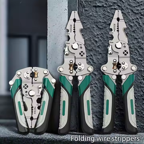 Multifunctional folding wire stripper