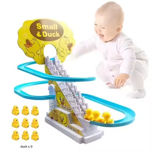 Music Light Duck Climbing Stairs Toys Baby Duck Ladder Track Toys Small Duck