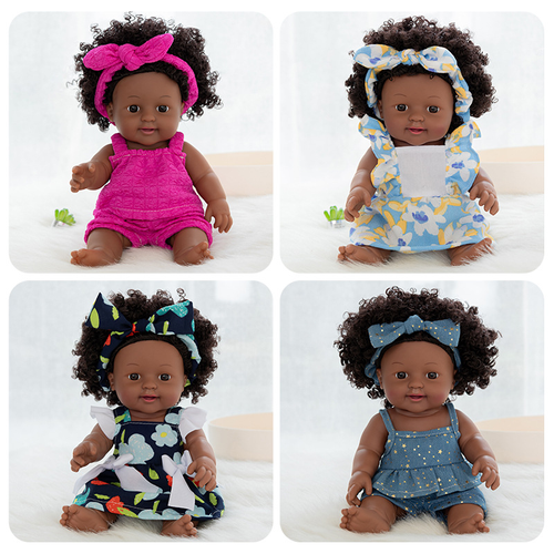 Baby doll African vinyl doll simulation doll girl reborn toy cross-border black baby