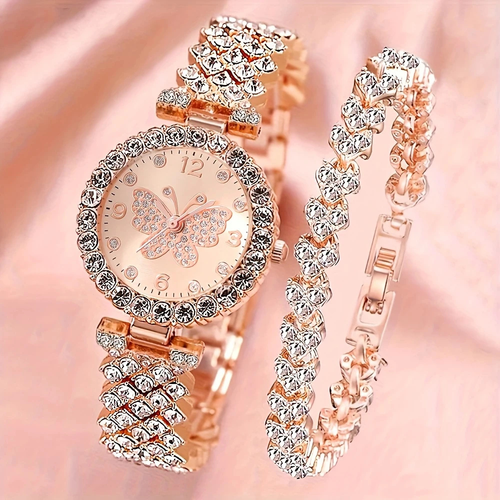 Watch bracelet gold chain set