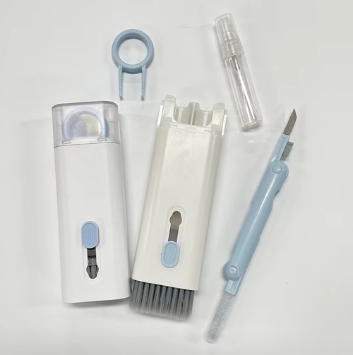 Seven-In-One New Keyboard Cleaning Set with for Bluetooth Headset Charging Box Iron Powder Dust Brush for Earphone Use